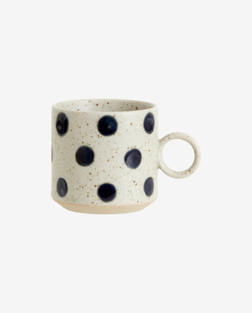 GRAINY dot cup w. handle - sand/dark blue