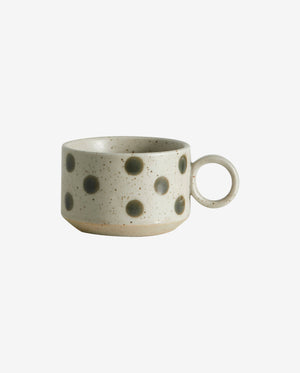 GRAINY tea cup w. handle - sand/green